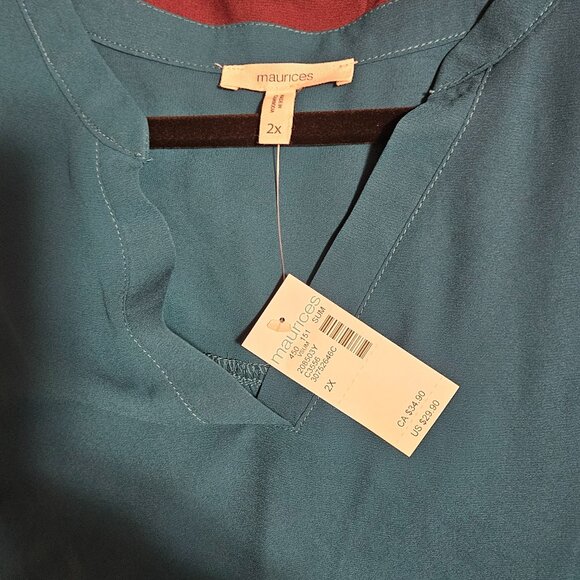 Maurices 2X Sleeveless Blouse Lightweight Dark Green NWT - Picture 3 of 6